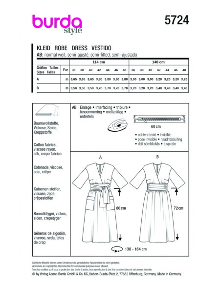 Patron Burda 5724 - Robe