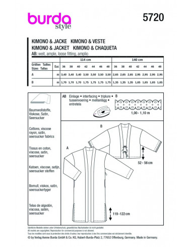 Patron Burda 5720 - Kimono & Veste