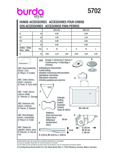 Patron Burda 5702 - Accessoires pour Chiens 