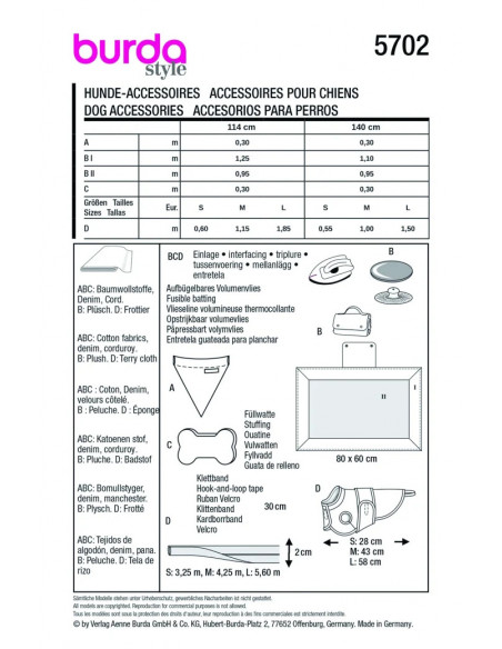 Patron Burda 5702 - Accessoires pour Chiens 