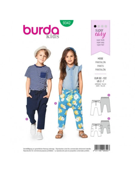 Patron Burda  Kids 9342 Pantalon