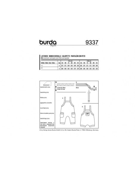 Patron Burda  Kids 9337 Salopette