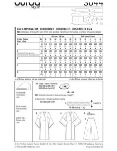 Patron Burda Carnaval 3044 - Déguisement asiatiques 2