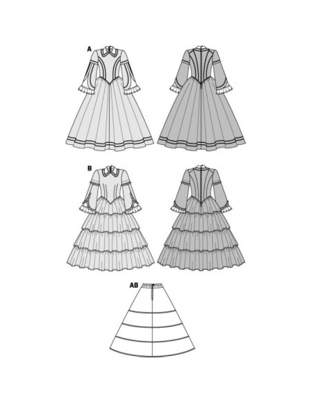 Patron Burda Carnaval 2768 - Déguisement Historique Robes 'Louis - Philippe' 1848 Femme