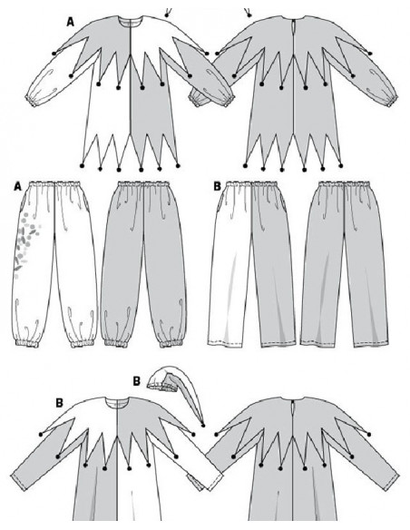 Patron Burda Carnaval 2527 - Déguisement Arlequin Adulte Mixte