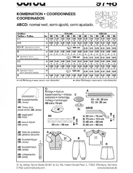 Patron Burda 9748 Kids Ensemble