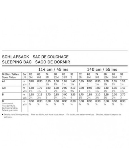 Patron Burda 9382 Kids Sacs de couchage
