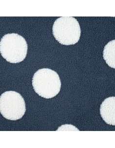 Tissu, Lainage Teddy Pois, Bleu Jean et Blanc, Laize 150 cm, 100% Polyester 230g/m²