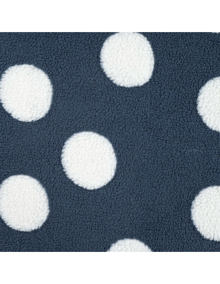 Tissu, Lainage Teddy Pois, Bleu Jean et Blanc, Laize 150 cm, 100% Polyester 230g/m²