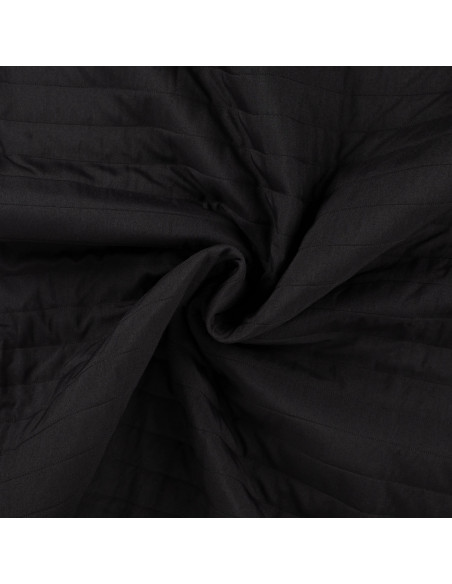 Tissu, Matelassé Léger Rayures, Noir, Laize 140 cm, 99% Polyester 1% Elasthanne