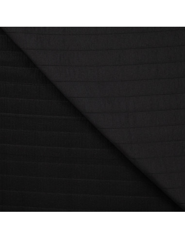Tissu, Matelassé Léger Rayures, Noir, Laize 140 cm, 99% Polyester 1% Elasthanne
