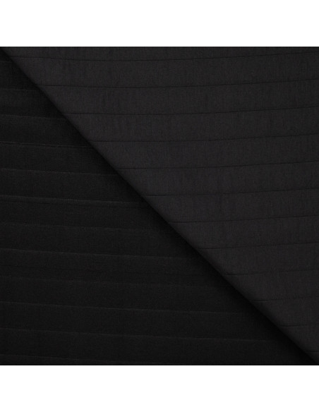 Tissu, Matelassé Léger Rayures, Noir, Laize 140 cm, 99% Polyester 1% Elasthanne