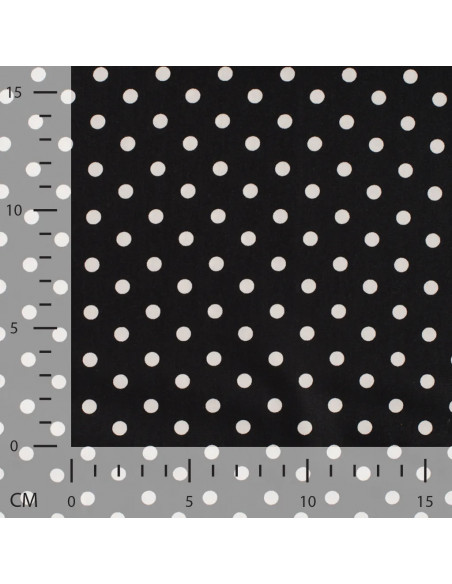 Tissu, Popeline de Coton Gros Pois, Noir, Laize 150 cm, 100% Coton