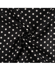 Popeline de coton, gros pois, noir 2