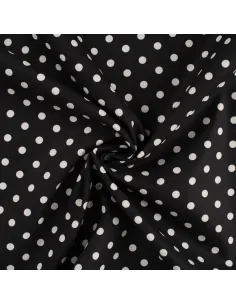 Tissu, Popeline de Coton Gros Pois, Noir, Laize 150 cm, 100% Coton 2