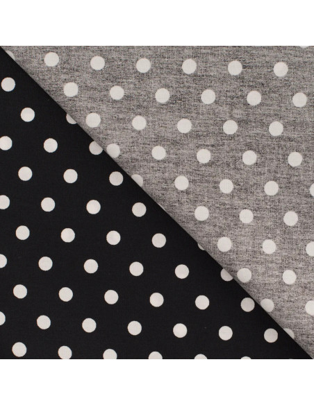 Tissu, Popeline de Coton Gros Pois, Noir, Laize 150 cm, 100% Coton