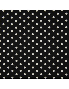Popeline de coton, gros pois, noir