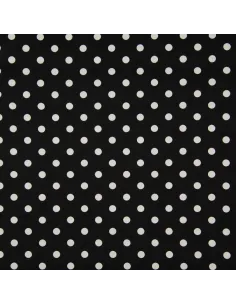 Tissu, Popeline de Coton Gros Pois, Noir, Laize 150 cm, 100% Coton