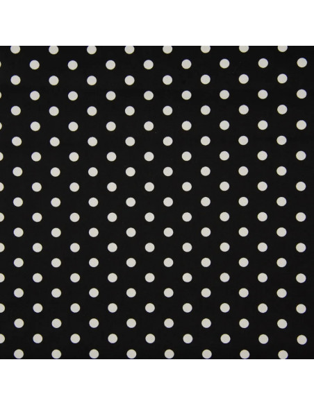 Tissu, Popeline de Coton Gros Pois, Noir, Laize 150 cm, 100% Coton