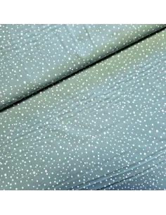 Tissu, Popeline de Coton Pois Blancs, Vert Pastel, Laize 150 cm, 100% Coton 115g/m²