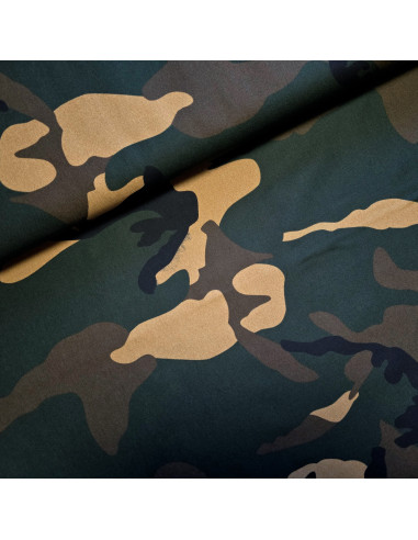 Tissu, Popeline de Coton Camouflage, Multicolore, Laize 150 cm, 100% Coton 120g/m²