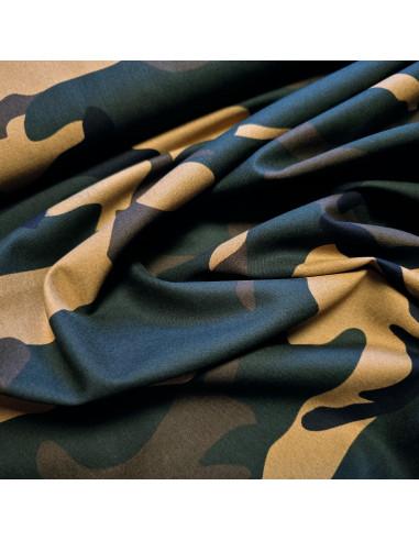 Tissu, Popeline de Coton Camouflage, Multicolore, Laize 150 cm, 100% Coton 120g/m²