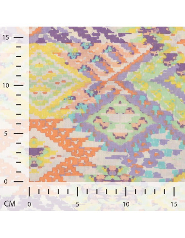 Coton viscose imprimé, losanges, mauve