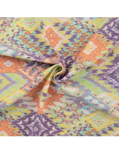 Tissu, Coton Viscose Imprimé Losanges, Mauve, Laize 150 cm, 52% Viscose 48% Coton 85g/m² 2