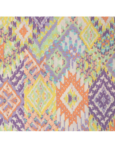 Tissu, Coton Viscose Imprimé Losanges, Mauve, Laize 150 cm, 52% Viscose 48% Coton 85g/m²