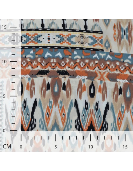 Coton viscose imprimé, patchwork, nude