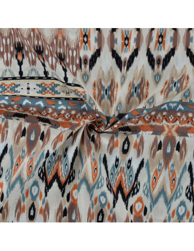 Coton viscose imprimé, patchwork, nude