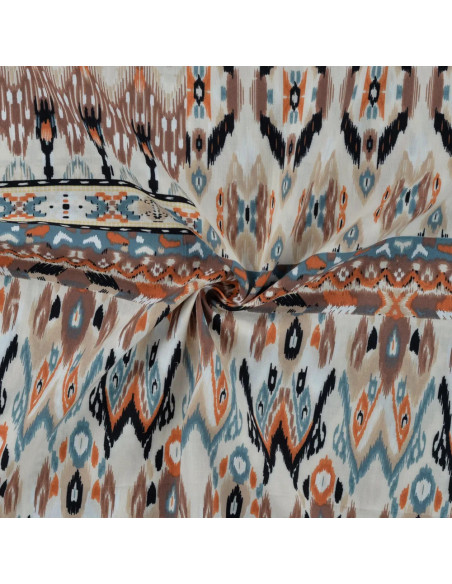Coton viscose imprimé, patchwork, nude