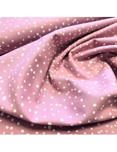 Tissu, Popeline de Coton Pois, Vieux Rose, Laize 150 cm, 100% Coton 2