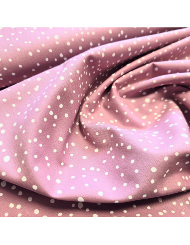 Tissu, Popeline de Coton Pois, Vieux Rose, Laize 150 cm, 100% Coton