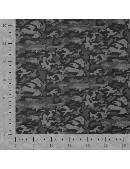 Tissu, Jersey Lycra Camouflage, Noir, Laize 150 cm, Polyester Spandex