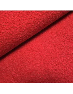 Tissu, Lainage Bouclette Uni, Rouge Écarlate, Laize 140 cm, 100% Polyester