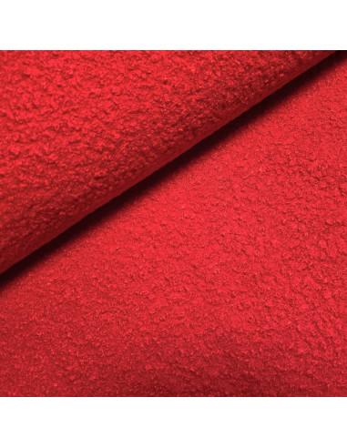 Tissu, Lainage Bouclette Uni, Rouge Écarlate, Laize 140 cm, 100% Polyester