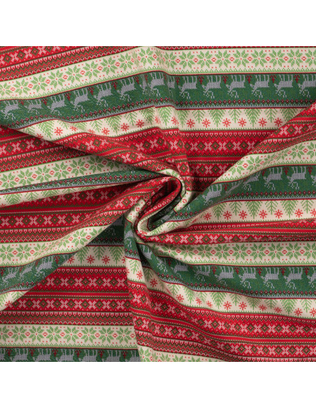 Tissu, French Terry, Motif Nordique, Laize 150 cm, Coton Stretch Oeko-Tex