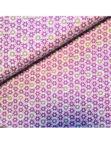 Tissu, Jersey de Coton Imprimé Géométrique, Motifs Multicolores, Laize 150 cm, Coton Stretch Oeko-Tex