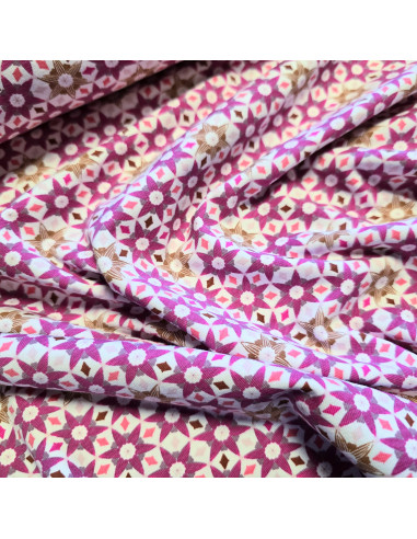 Tissu, Jersey de Coton Imprimé Géométrique, Motifs Multicolores, Laize 150 cm, Coton Stretch Oeko-Tex