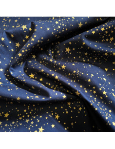 Coton de noël, étoiles dorées, bleu 2