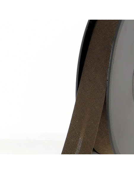 Biais tout textile, polycoton, 40mm, marron foncé