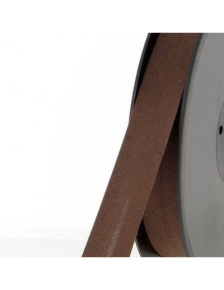 Biais tout textile, polycoton, 20mm, marron foncé