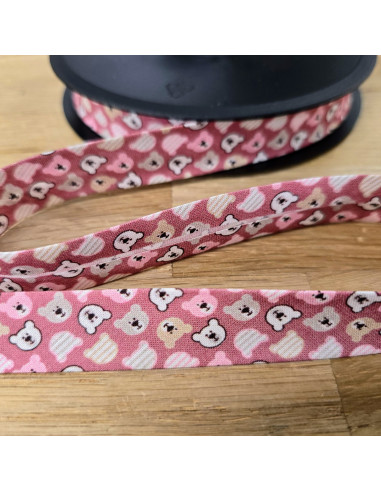 Biais tout textile, coton, ted rose