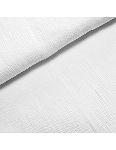 Tissu, Double Gaze Unie, Blanc Pur, Laize 132 cm, 100% Coton 135g/m²