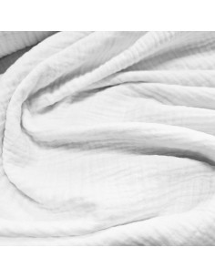 Tissu, Double Gaze Unie, Blanc Pur, Laize 132 cm, 100% Coton 135g/m² 2