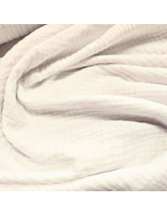 Tissu, Double Gaze de Coton Unie, Écru, Laize 132 cm, 100% Coton 135g/m² 2