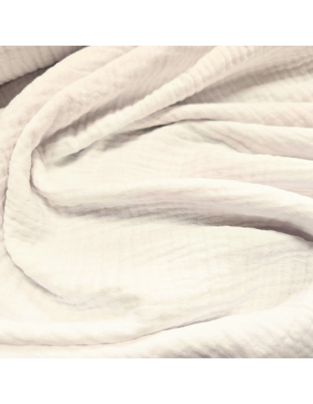 Tissu, Double Gaze de Coton Unie, Écru, Laize 132 cm, 100% Coton 135g/m²