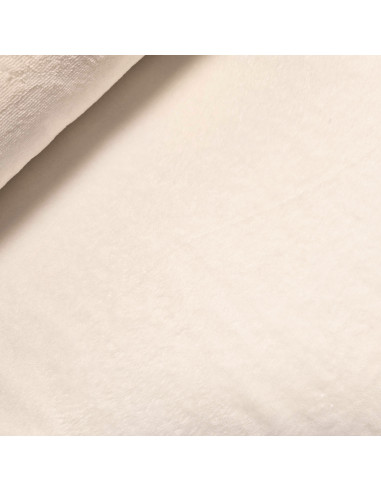 Tissu, Éponge Doudou Double Face, Écru, Laize 150 cm, 60% Bambou 30% Polyester 10% Coton