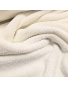 Tissu, Éponge Doudou Double Face, Écru, Laize 150 cm, 60% Bambou 30% Polyester 10% Coton 2